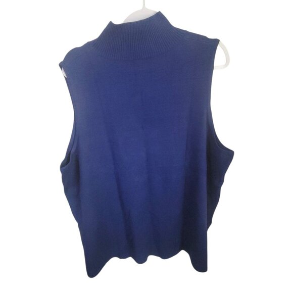 Sleeveless Mock Turtleneck Knit Top In Navy Blue 2X - Picture 2 of 14